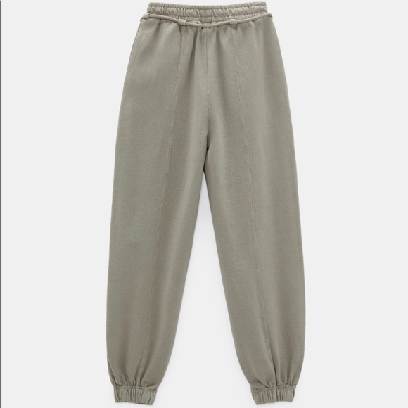 Zara grey belted terry jogger sweatpants - Picture 3 of 4